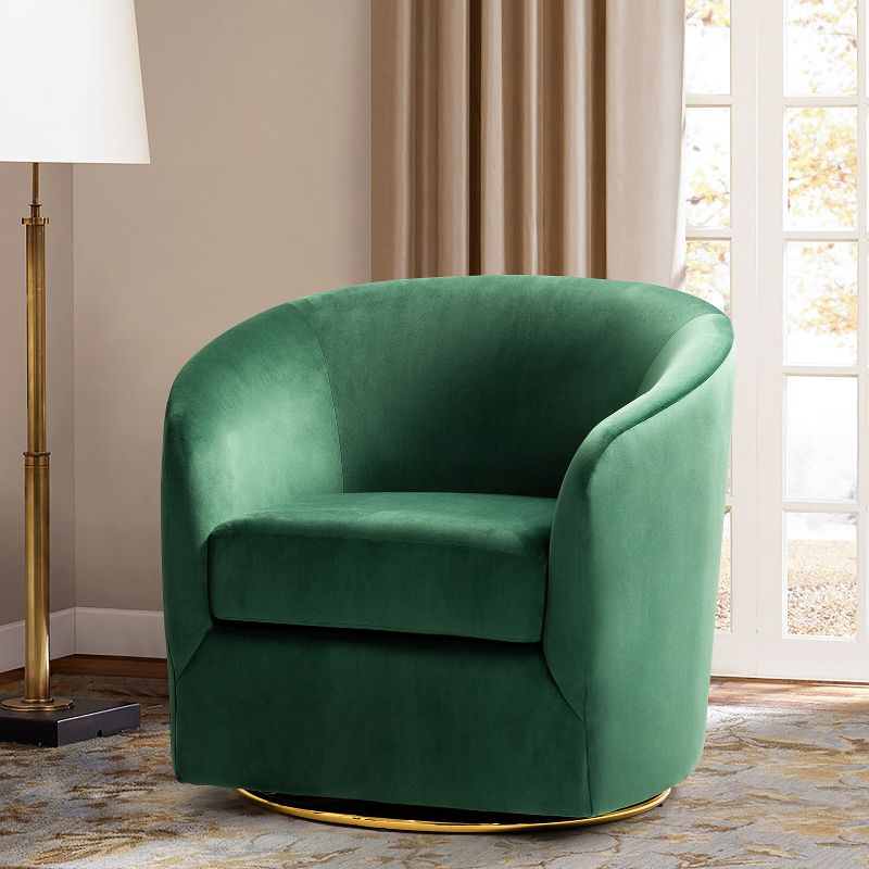 Amarante Comfy Velvet Swivel Chair for Bedroom with Metal Base | Karat Home-TEAL, 2 of 10