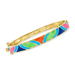 Ross-Simons Multicolored Enamel Bangle Bracelet in 18kt Gold Over Sterling - 1 of 3