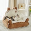 Fairyland™ - Bear Hug Pet Sofa – Soft Plush Cat Couch with Armrests, Skin-Friendly & Stuffed, Cream + Brown, 24.4" x 18.3" x 18.1" - 3 of 4
