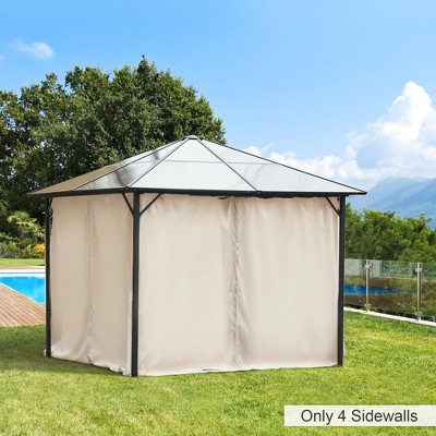 Beige Outdoor Polyester Gazebo Sidewall Set with Hooks