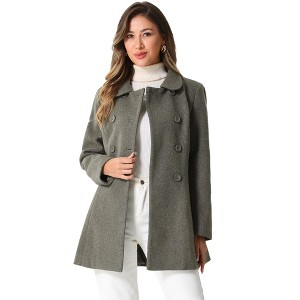 INSPIRE CHIC Women's Christmas Peter Pan Collar Double Breasted Long Trench Winter Pea Coat - 1 of 4