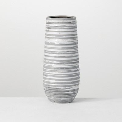 Sullivans Striped Ceramic Vase 12"H Gray