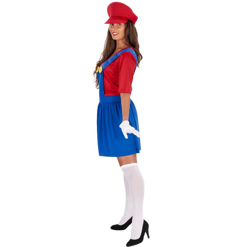 Adult Red Plumber Dress Costume, 3 of 4
