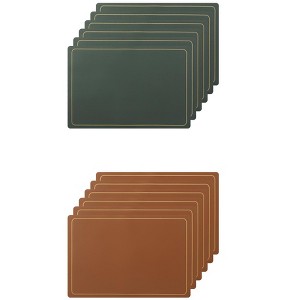 Unique Bargains Dining Room Heat Resistant Modern Faux Leather Placemats 18" x 12" 12 Pcs - 1 of 4