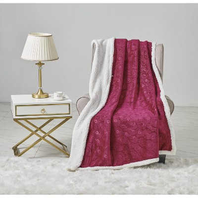 Louvre Plush All Season 50"x60" Burgundy Throw