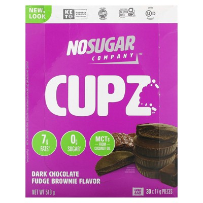 No Sugar Company Cupz, Dark Chocolate Fudge Brownie, 30 Cupz, 0.6 oz (17 g) Each