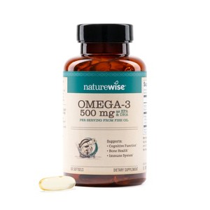 NatureWise Omega 3 Fish Oil - 500 mg per Pill - EPA & DHA - Gluten and Soy Free, Non-GMO - 1 of 4