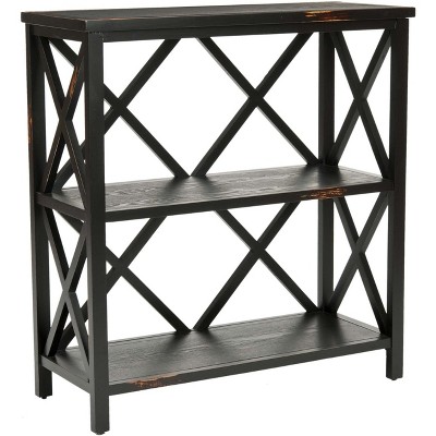 Lucas Distressed Black Pine Wood Etagere Display Stand