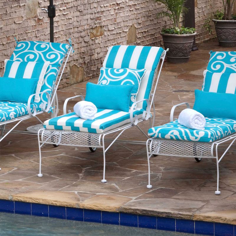 Cabana Stripe Chaise Lounge Outdoor Cushion - Pillow Perfect, 6 of 8