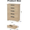 5 Drawer Dresser for Bedroom, Gray Chest of Drawers with Embedded Handles, Wooden Dresser Organizer for Living Room, Nursery, Hallway and Entryway - 2 of 4