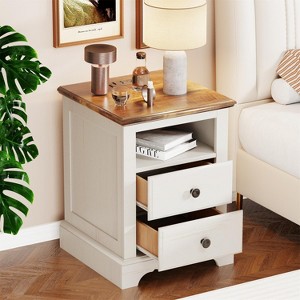 18" Vintage Nightstand wtih Charging Station, End Table Side Table with 2 Drawers for Bedroom, Living Room - 1 of 4