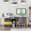 Costway 87'' Two Person Computer Desk Adjustable L-Shaped Office Desk w/Shelves & Drawers - 4 of 4