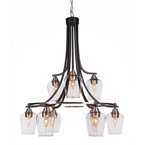 Toltec Lighting Paramount 9 - Light Chandelier in  Matte Black/Brushed Nickel with 5" Clear Bubble Shade - image 1 of 1