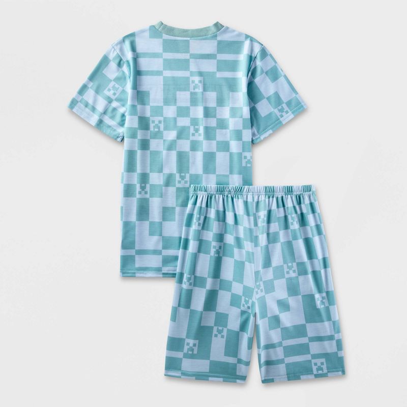 Boys&#39; Minecraft 2pc Short Sleeve Top &#38; Shorts Pajama Set - Blue/Gray, 2 of 4