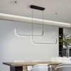 POWLIG 46 Inch Adjustable LED Linear Chandelier - Modern 2-Light Black Pendant with Dimmable Lighting - 3 of 4