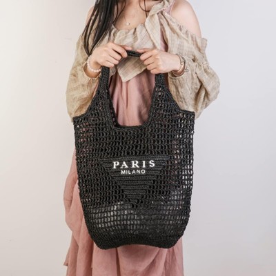 FATMOON Straw Mesh Tote Bag for Women Mesh Hollow Woven Beach Bag Large Travel Shoulder Handbags Hobo Bag
