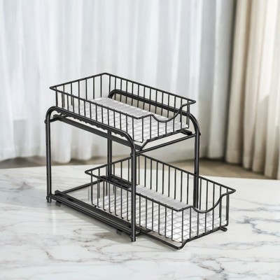 Generic 2-Tier Stackable Cabinet Organizer - Gondola Shelving with 2 Sliding Basket Drawers, Ample Storage for Kitchen and Bathroom, Space-Saving Design — фото 3