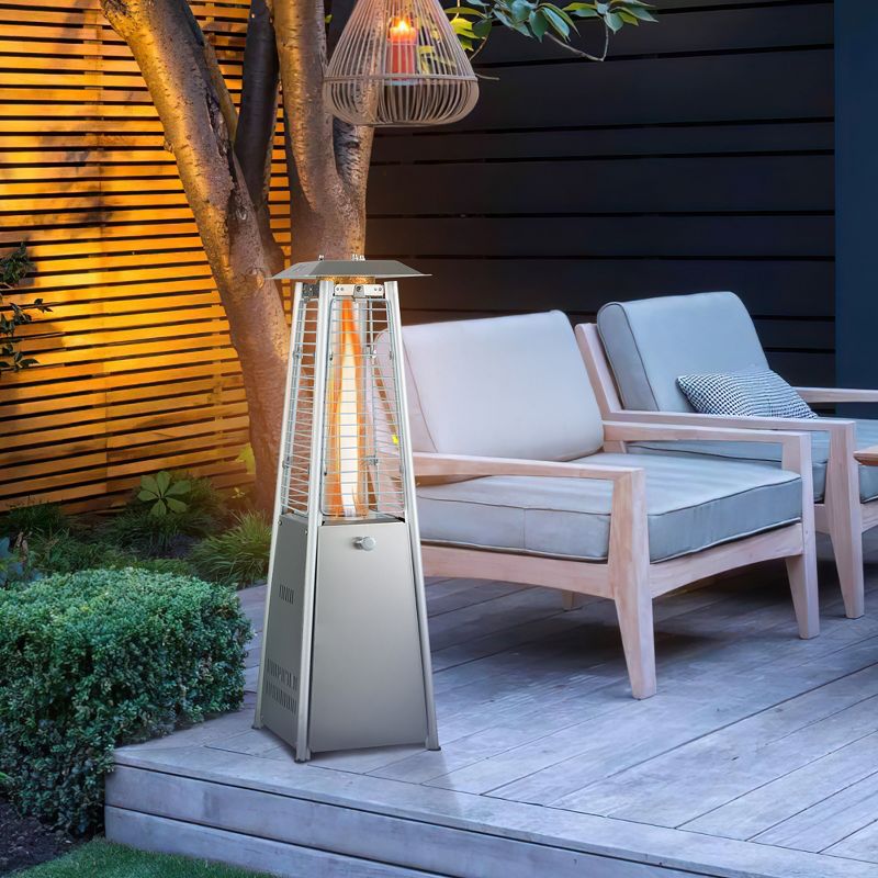 Costway 35'' Portable Tabletop Pyramid Patio Heater Stainless Steel Propane gas 9500 BTU, 2 of 10