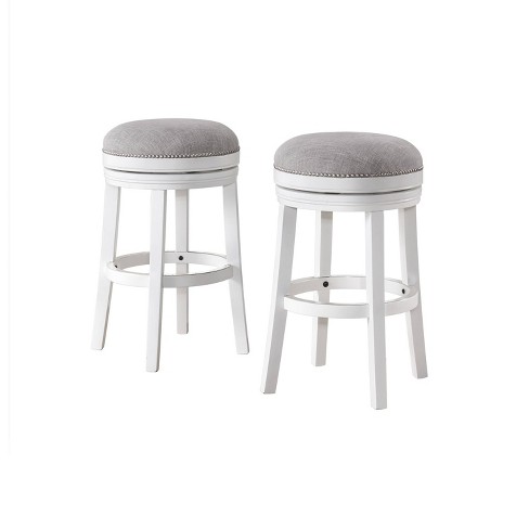 Set Of 2 Clara Swivel Bar Height Stools White Alaterre Furniture