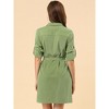 Allegra K Women's Roll Up Sleeves Multi-Pocket Mini Belted Shirt Dress - 4 of 4
