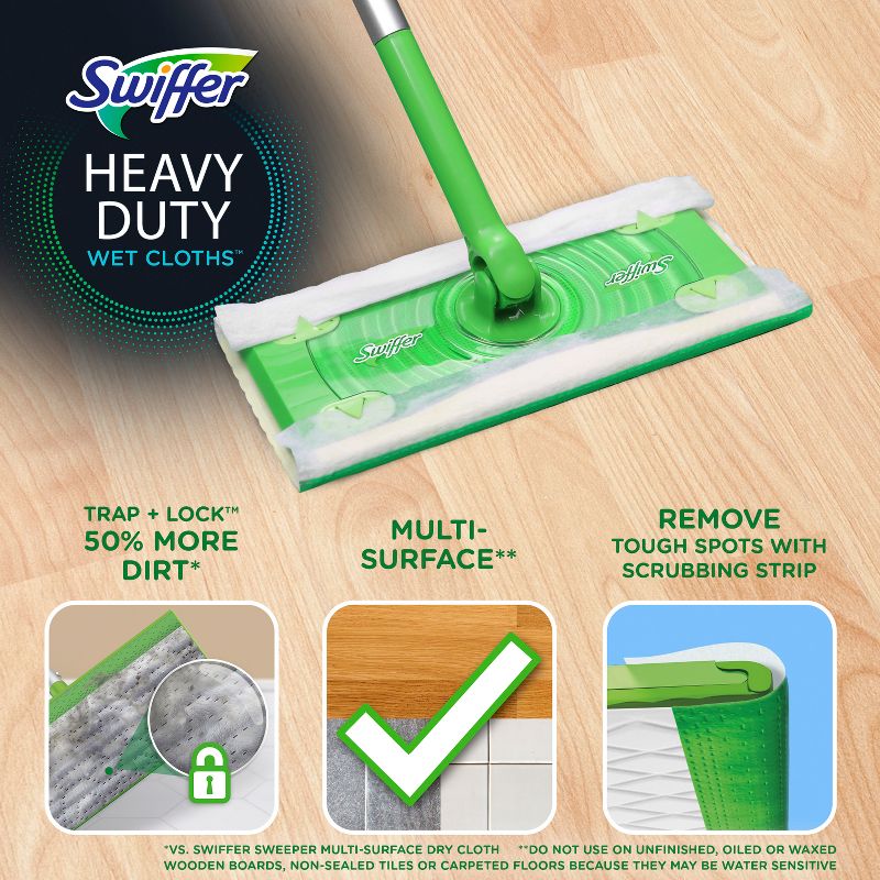 Swiffer Sweeper Heavy Duty Multi-Surface Wet Cloth Refills for Floor Mopping and Cleaning - Lavender scent - 20ct, 4 of 16