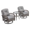 3-Piece Outdoor Swivel Rocker Patio Chairs Set with Cushions and Glass Table, Patio Small Space Chat Sets for Balcony or Backyard-The Pop Home - 3 of 4
