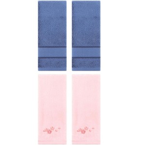 REGALWOVEN 4 Pcs Bathroom Decorative Cotton Soft Absorbent Sold Striped Hand Towel - 1 of 4