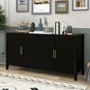 CAVINAS 63.1" Modern Sideboard with 4 Vertical Wavy Slatted Doors,Kitchen Storage Cabinets with Solid Wood Legs for Kitchen,Dining Room - 2 of 4