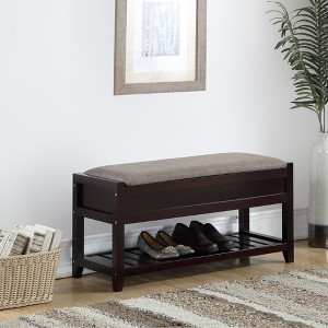 CAVINAS 35.5" Shoe Rack, Modern Wooden Storage Bench with Open Shelf, End of Bed Footrest for Living Room, Bedroom, Entryway - 1 of 4