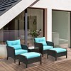 Resenkos 5 Pieces Rattan Wicker Lounge Chair Outdoor Patio Conversation Set, Outdoor Sectional Furniture, PE Rattan, Beige - 3 of 4
