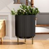 FONTOI Round Planter Pot with Stand, Indoor Outdoor Flower Planters for Garden Living Room Backyard, Black, 14.8"*20.3"*14.8" - 2 of 4