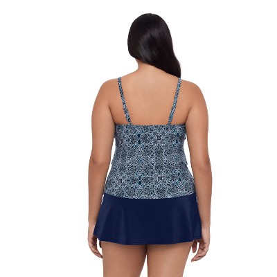thumbnail image 2 of Women's Lena Tankini Top With Built-in Bra - Adjustable Four Tier Ruffle Swimsuit Top 2 of 13