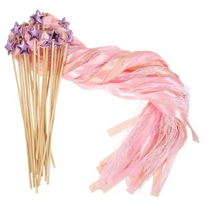 Unique Bargains Bell Ornament Wedding Party Lace Streamer Fairy Wands 24 Pcs - 1 of 4