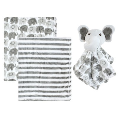 Hudson Baby Unisex Baby Plush Blanket with Security Blanket, Unisex Elephant, One Size