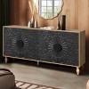 63'' Rustic Floral Carved Storage Cabinet and TV Stand with Adjustable Shelves for Entryway or Living Room-Baofuwish - 2 of 4