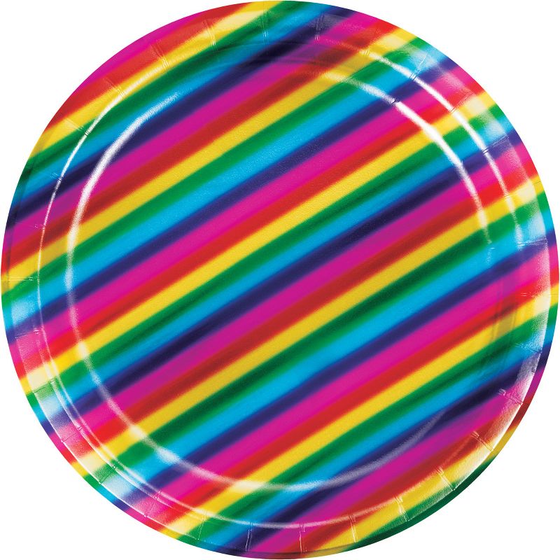 24ct Rainbow Foil Paper Plates Pink, 1 of 4