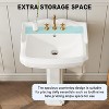Acekool Square Ceramic Pedestal Sink, 23 x 19.1 x 35.4 in, White, 3-Hole 8" Widespread, Bathroom Basin with Overflow - 2 of 4