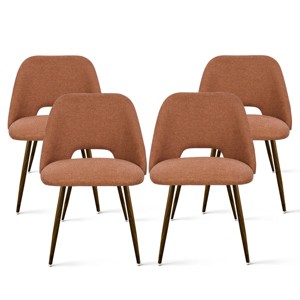 Panipeachy Upholstered Dining Chairs Set of 4, Mid-Century Modern Kitchen Chair with Walnut Finish Metal Legs - 1 of 4