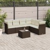 vidaXL Patio Sofa Set with Cushions Outdoor Furniture 6 Piece Poly Rattan - Brown and Cream With Table - 2 of 4
