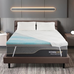 Vipbear 3 Inch Queen Firm Mattress Topper with Ice Silk Cover, Premium Cooling Gel + Bamboo High-Density Memory Foam Mattress Topper - 1 of 4