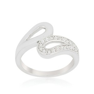 Slickblue Clear Round Cubic Zirconia Split Shank Ring for Women – Rhodium-Plated Contemporary Style, Sizes 5-10 - 1 of 4
