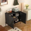 TIRAMISUBEST Black Coffee Bar Cabinet with Wine Rack,2-Door Sideboard - 2 of 4