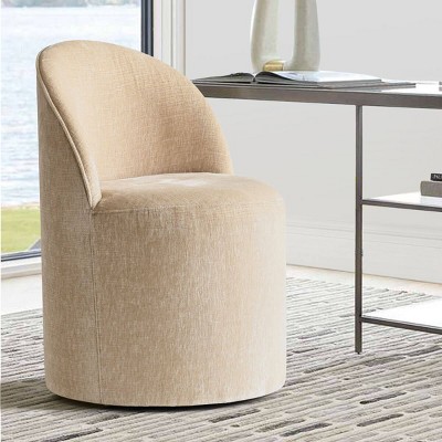 Best Home Office Chair with Wheels Chenille Barrel Upholstered Office Chair Armless for Home Office,Living Room-Tanpinhause