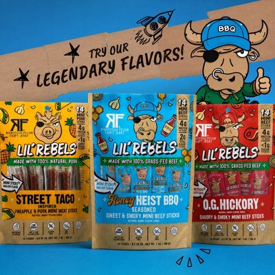 Righteous Felon Craft Jerky Lil Rebels Honey Heist BBQ Mini High-Protein Snack Meat Sticks Beef - 7oz/14ct