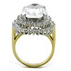Slickblue Oval Cut Synthetic Crystal Halo Ring for Women – Two-Tone Stainless Steel Band, Sizes 5-10 - 2 of 4