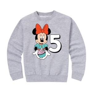 Girls' - Disney - Minnie Birthday 5 Graphic Long Sleeve Fleece Sweatshirt - 1 of 4