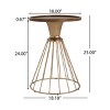 Artistic Antique Gold Pine Round Side Table with Hollow Base, Textured Top and Retro Modern Accent Style-Maison Boucle - 3 of 4