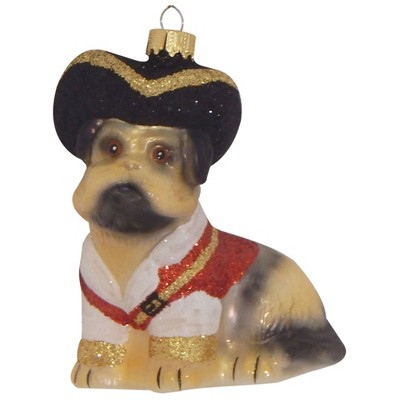 Christmas by Krebs 3.75" Beige and Black Pirate Pug Christmas Ornament