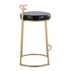 26" Faux Leather Contemporary Fixed-Height Round Counter Stool with Padded Seat and Metal Frame for Kitchen or Dining Room (Set of 2) - 3 of 4
