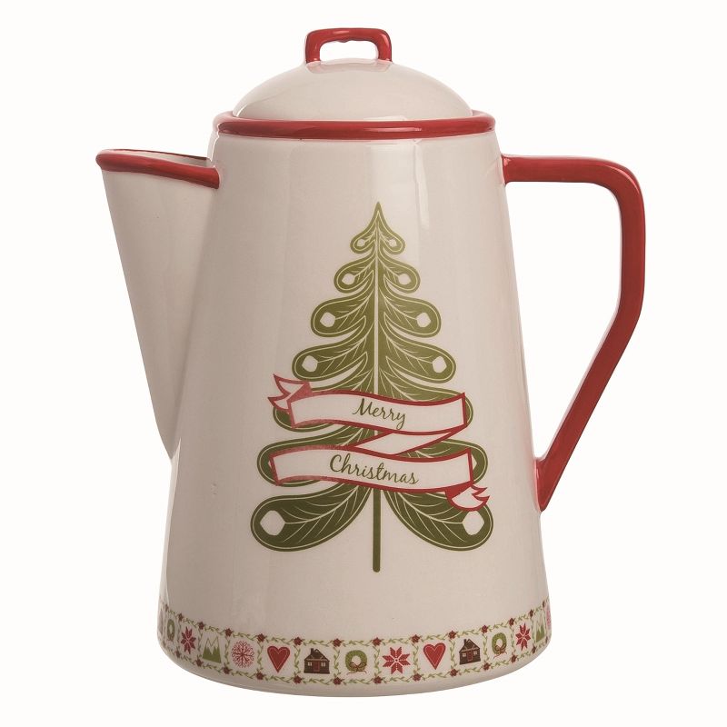 Transpac Ceramic Multicolor Christmas Quilted Pitcher, 1 of 2